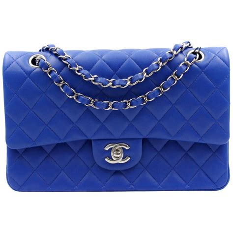 chanel medium flap bag royal blue|chanel mini flap bag silver.